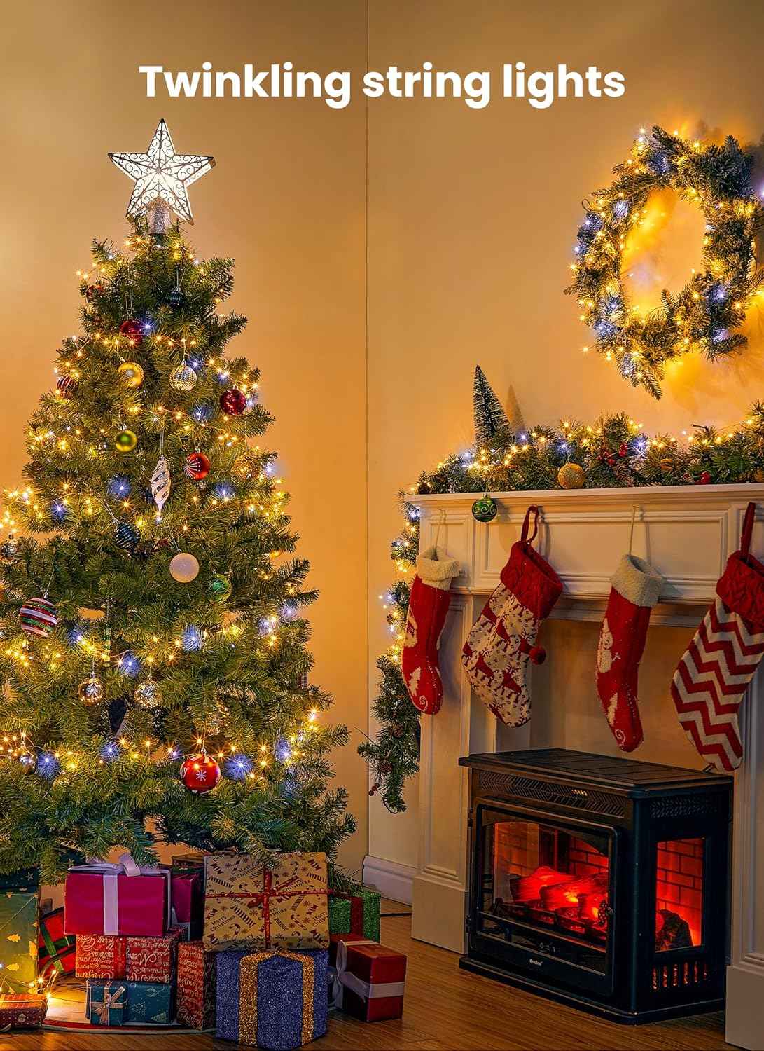 Twinkle Lights Battery Operated – Flameless Alternative to Candles for Bedroom Mantel and Curtain Draping