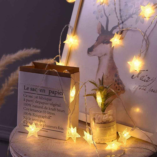 ANJAYLIA Star String Lights – Portable Patio and Balcony Decor, Battery Powered LED Glow
