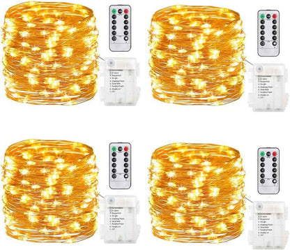 GDEALER 4-Pack 16.4ft Copper Wire Fairy Lights – Cozy Bedroom Ambient Lighting with 8 Modes and Remote Dimming