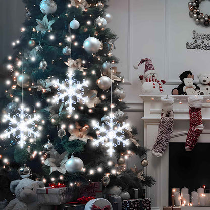 LuminGlow 3Pack Hanging Snowflake Lights – Fireplace Mantel & Window Accent for Holiday Home Styling