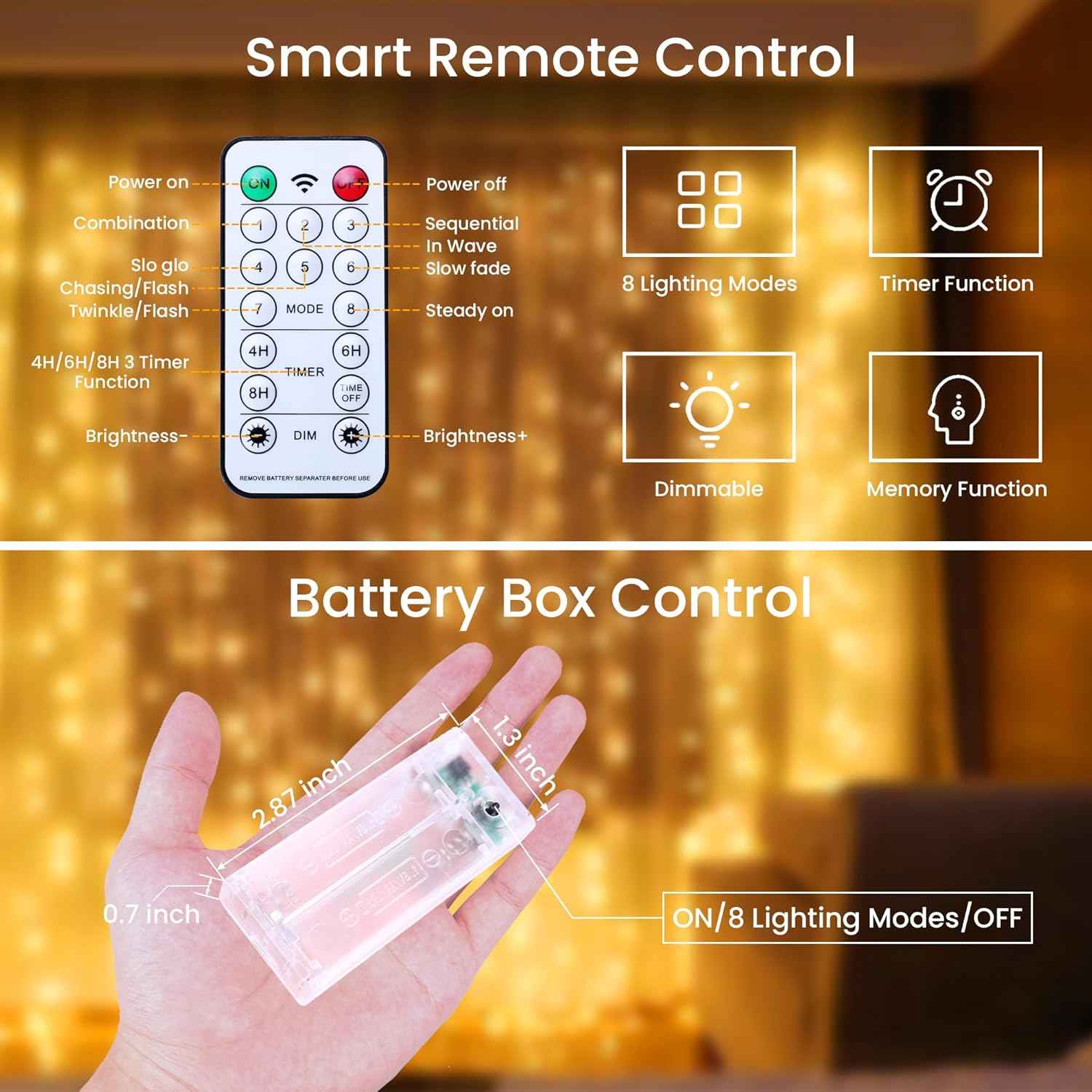 innolife LED Fairy String Lights 6 Pack – Cozy Bedroom Decor with Warm White Micro LEDs and Remote Timer