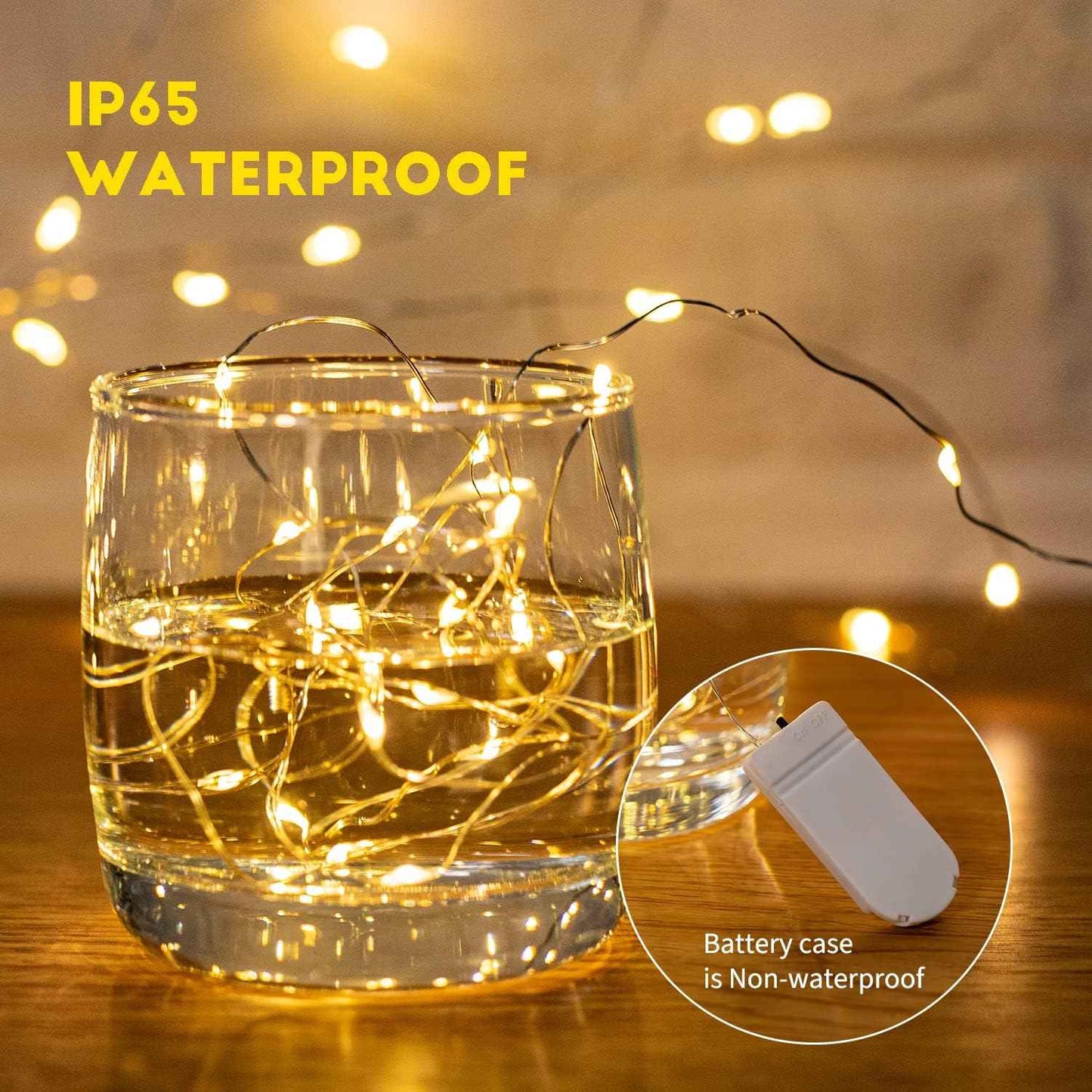 Brightown LED Mini String Lights – Living Room Mood Lighting, 7ft Bendable Silver Wire for Mantel, Shelf, and Coffee Table Decor