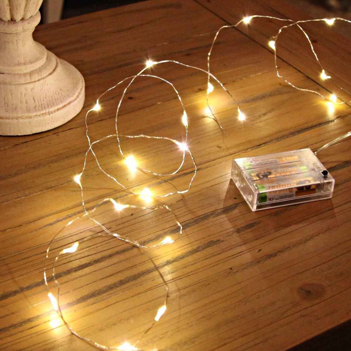 ANJAYLIA Battery Operated Fairy Lights – Ambient Living Room Decor with 50 Ultra-Thin Silver Wire LEDs