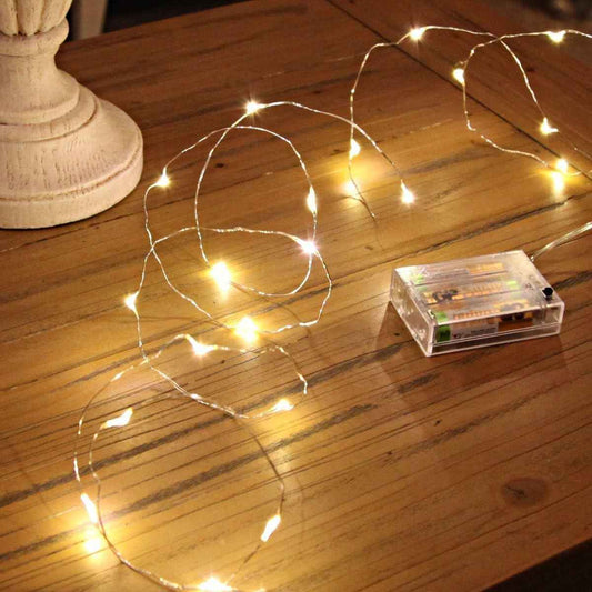 ANJAYLIA Battery Operated Fairy Lights – Ambient Living Room Decor with 50 Ultra-Thin Silver Wire LEDs