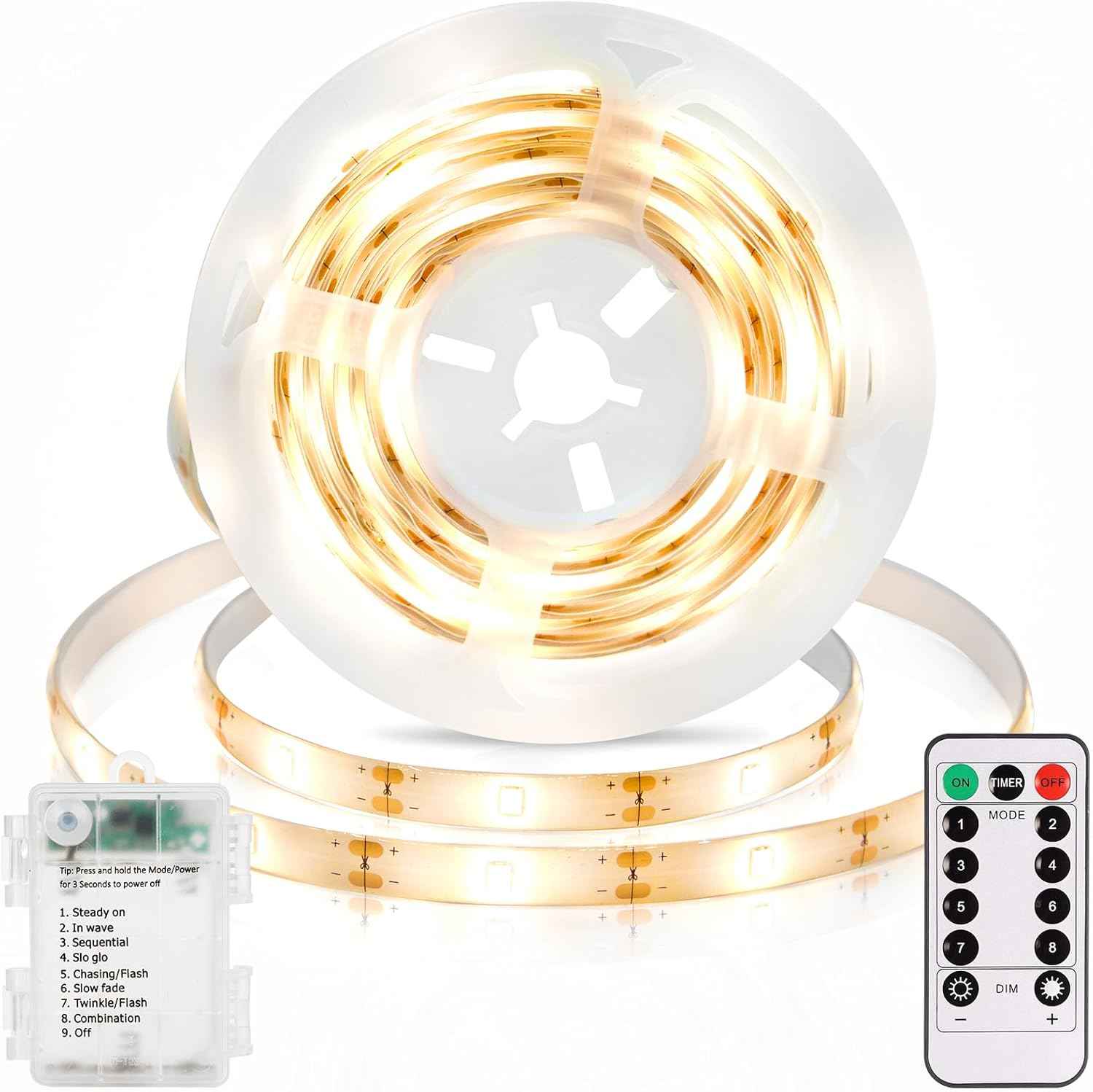 echosari Battery Strip Light – Thoughtful Housewarming Gift for Her, Cozy Bedroom and Shelf Accent, Warm White with Remote
