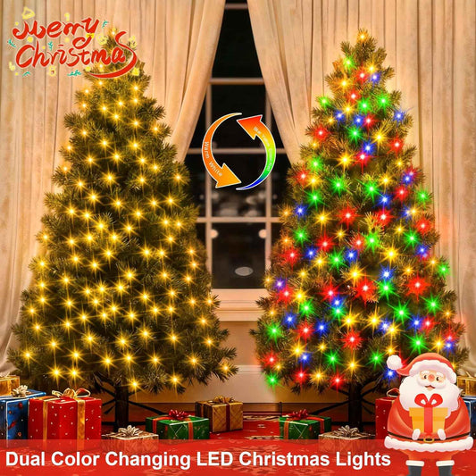 Brightever Flameless Battery String Lights 100 LED Dual Color with 6H Auto Timer for Safer Holiday Decor Around Children