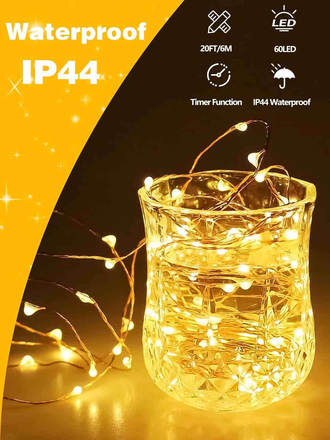 Brightown LED String Lights – Less-Is-More Bedroom Lighting, Thin Copper Wire Disappears into the Decor