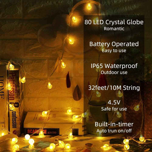 Metaku Globe Fairy Lights Battery Operated with Remote Timer Thoughtful Birthday Gift for Her Mom and Best Friend Home Decor 33ft Warm White