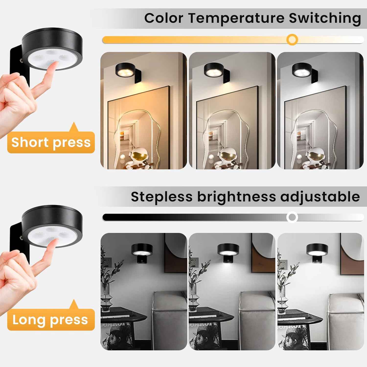Lumena Picture Light – Home Office Focus Accent, Battery LED with Auto Off Timer for Workspaces