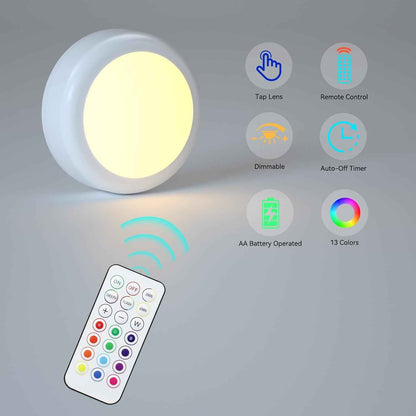 Brilliant Evolution Kids Puck Lights, Battery Operated Color Changing Night Light for Bedroom and School Locker, 6 Pack