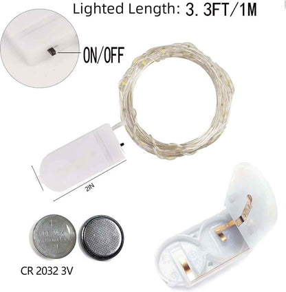 Luminara Minimalist Fairy Lights - 3.3ft 10 LED Slim Silver Wire Battery String Lights for Clean, Uncluttered Home Styling, Warm White and Cool White Options