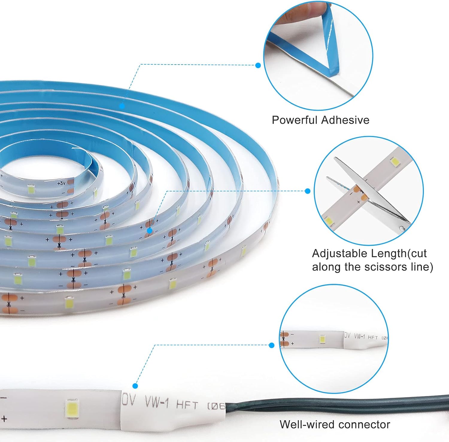 Battery Powered LED Strip Lights Cool to Touch 3V Low Voltage for Kids Room Nursery and Playroom