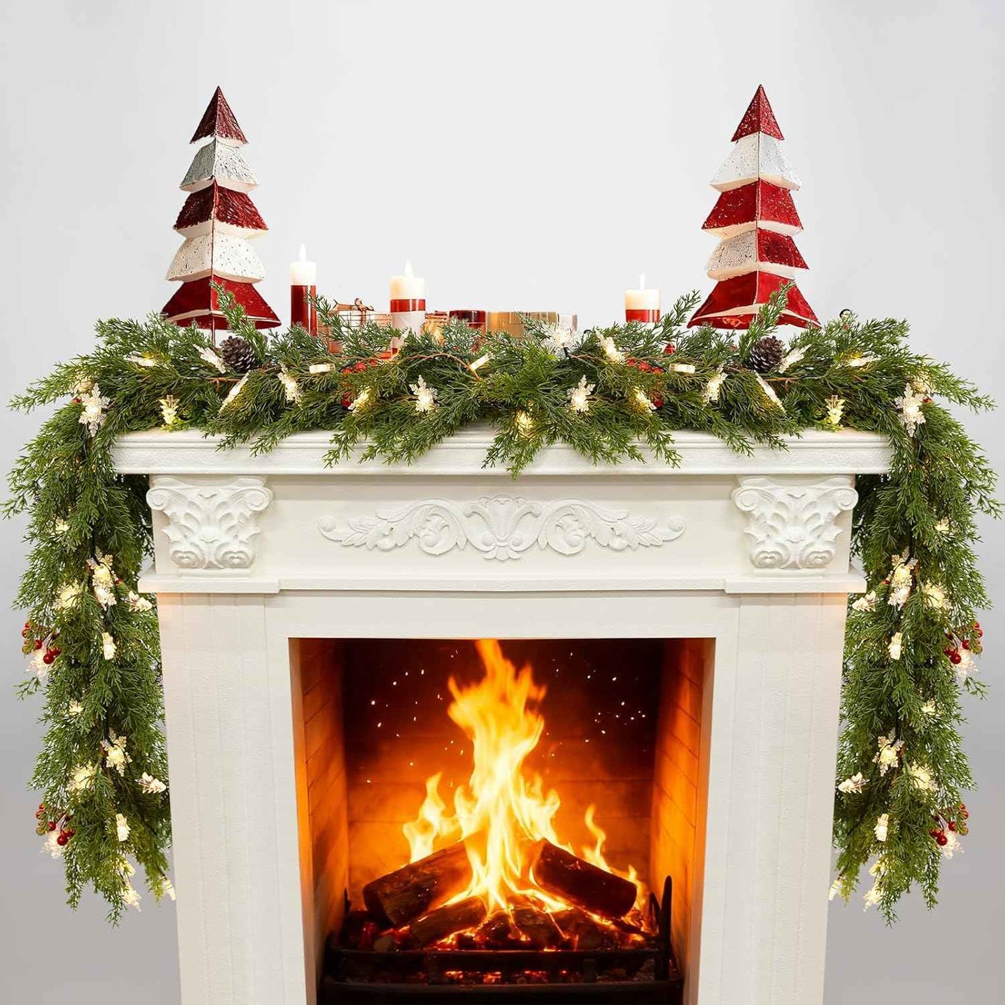 HolyNook Studio 6 FT Christmas Garland – Aesthetic Fireplace and Staircase Decoration with Warm Twinkle Lights