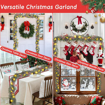 Battery Powered Prelit Pine Garland – No Flame, No Fumes Holiday Lighting for Bedroom and Family Living Room