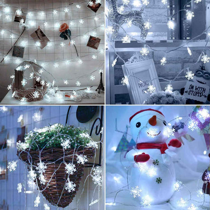 BrizLabs Snowflake Fairy Lights – Living Room Aesthetic Accent, 40 LED Battery Powered Indoor Lights