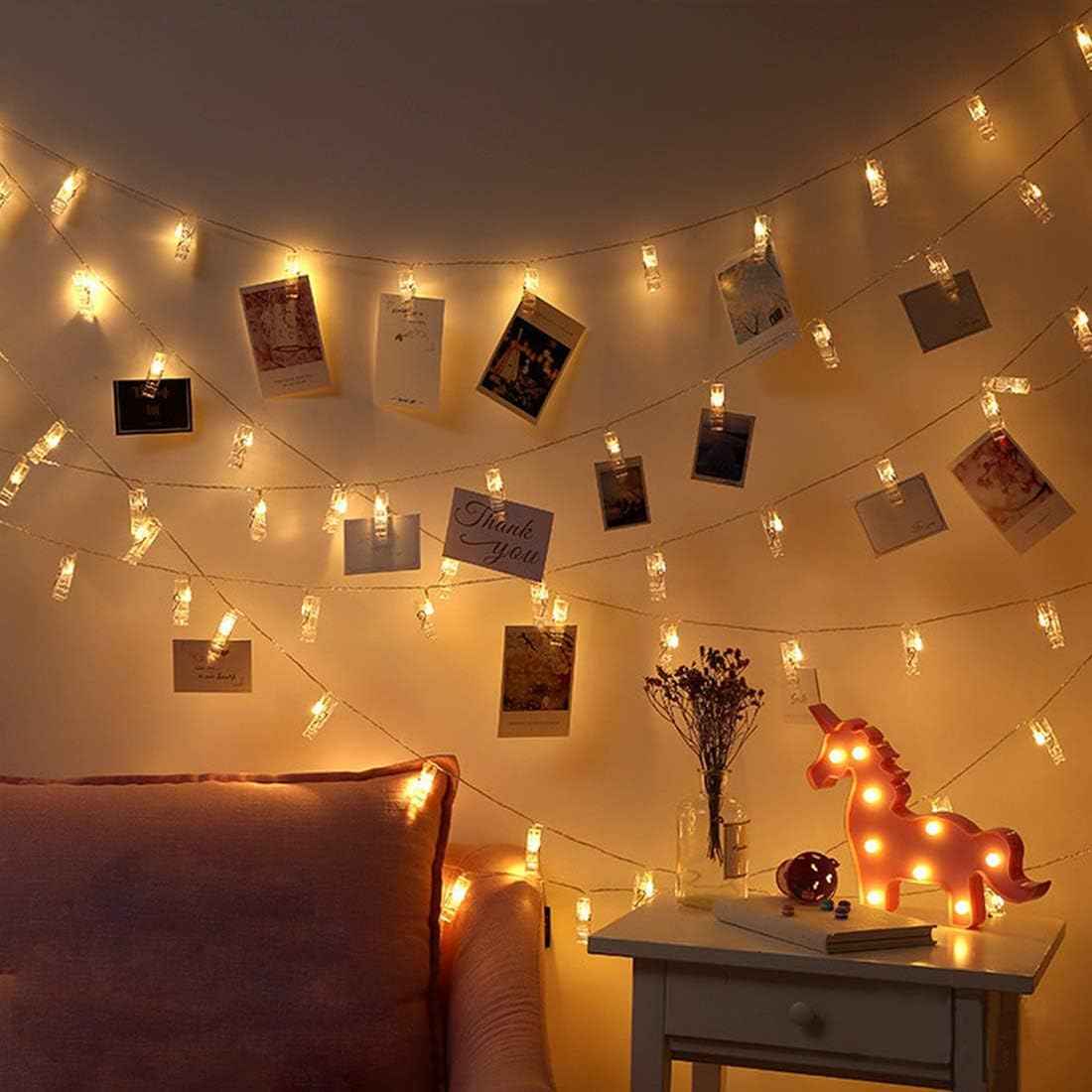Dopheuor Photo Clip String Lights – Safe Nursery Wall Decor with Battery Powered LED Glow