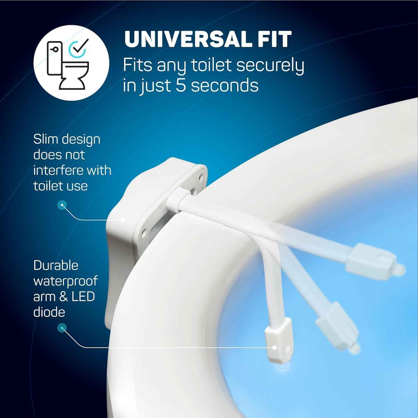 ToiLight Toilet Bowl Night Light – Modern Bathroom Accent Light with 9 Color Modes to Match Any Decor Style