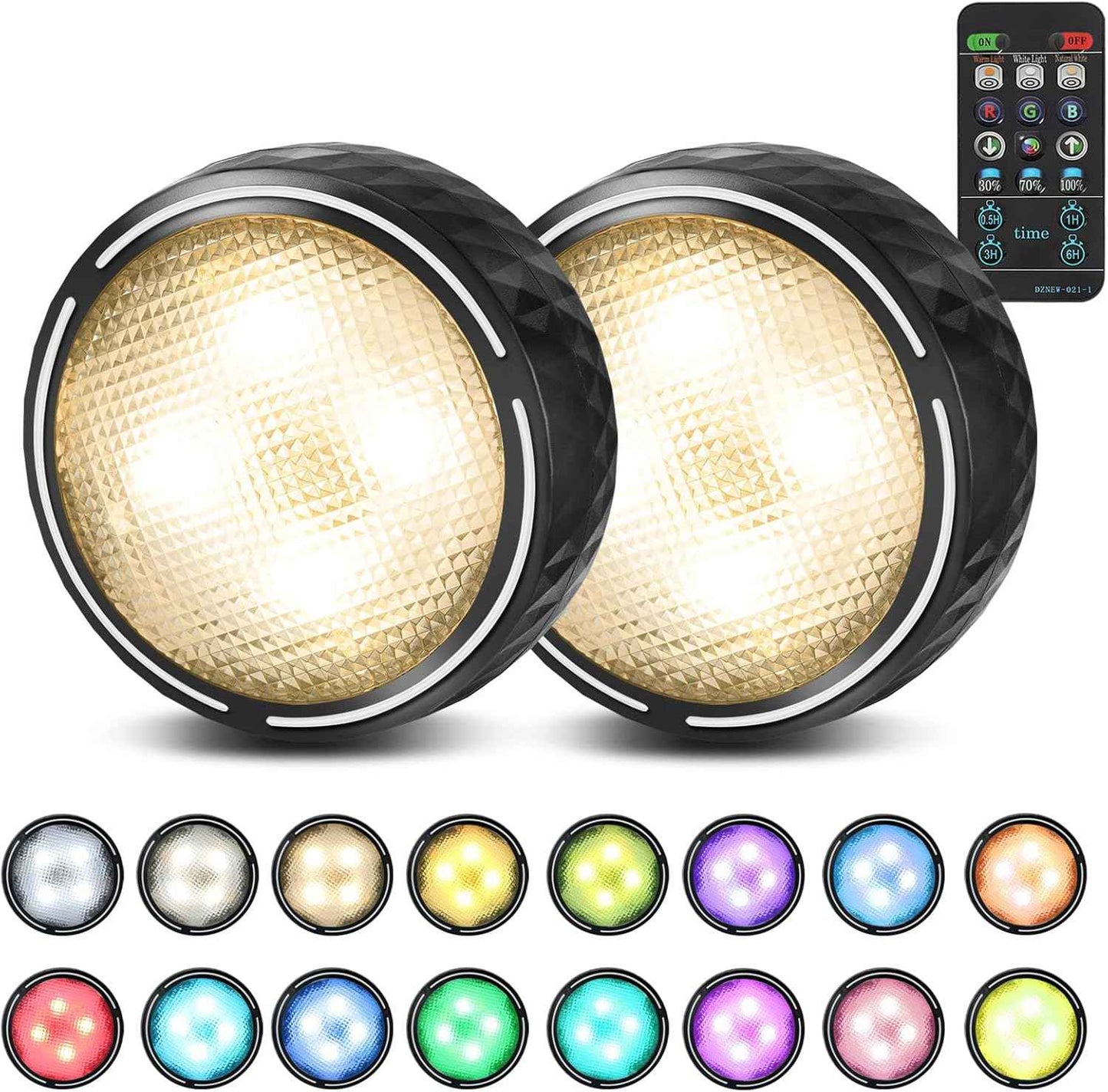 Brilliant Evolution Wireless Stick On Puck Lights – Living Room Aesthetic Accent Lighting with 14 Colors