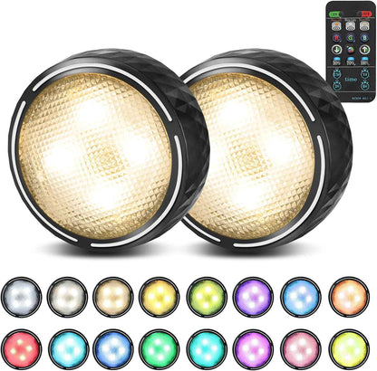 Brilliant Evolution Wireless Stick On Puck Lights – Living Room Aesthetic Accent Lighting with 14 Colors