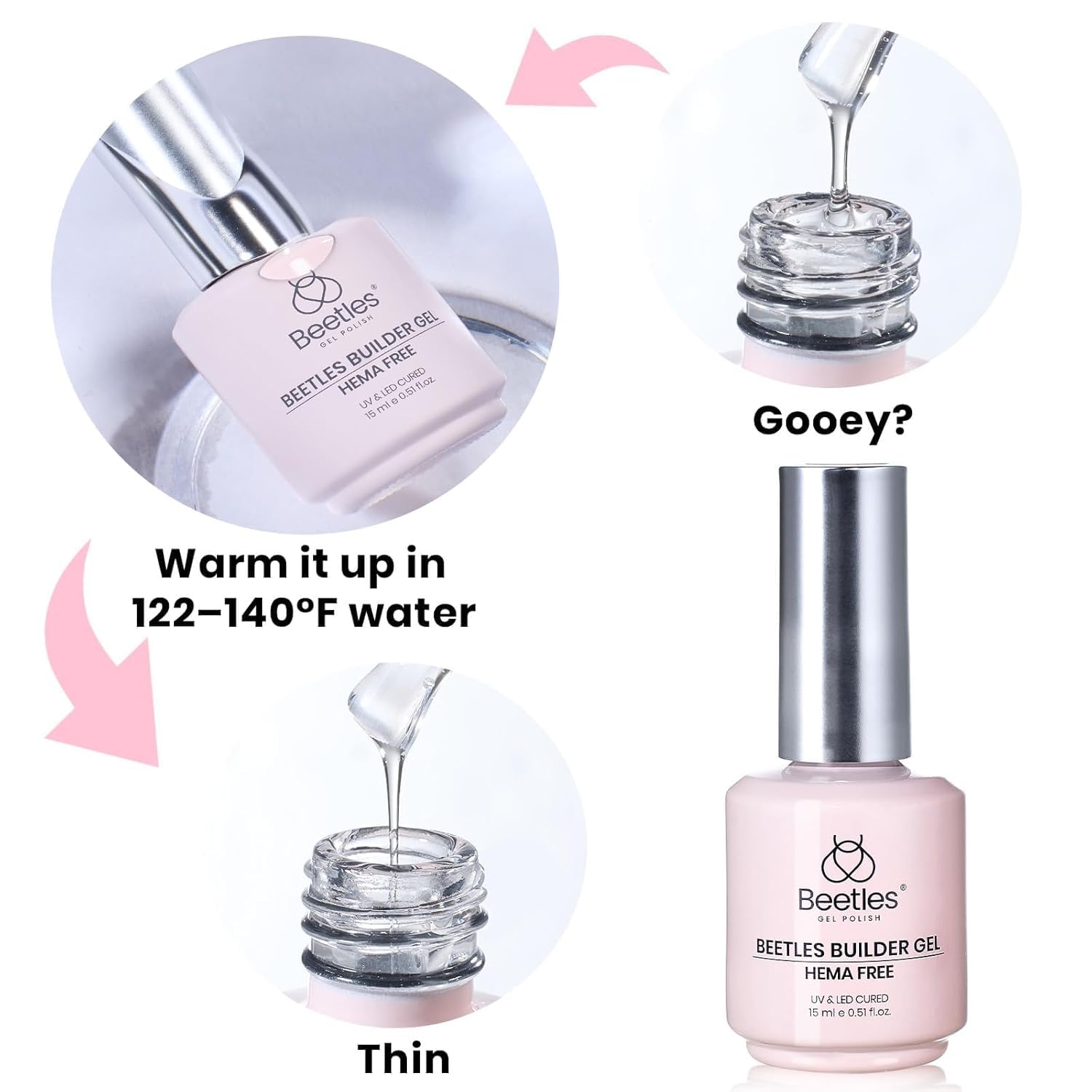 Beetles 7-in-1 Clear Builder Gel – Skin-Safe DIY Manicure for Allergy-Prone Users