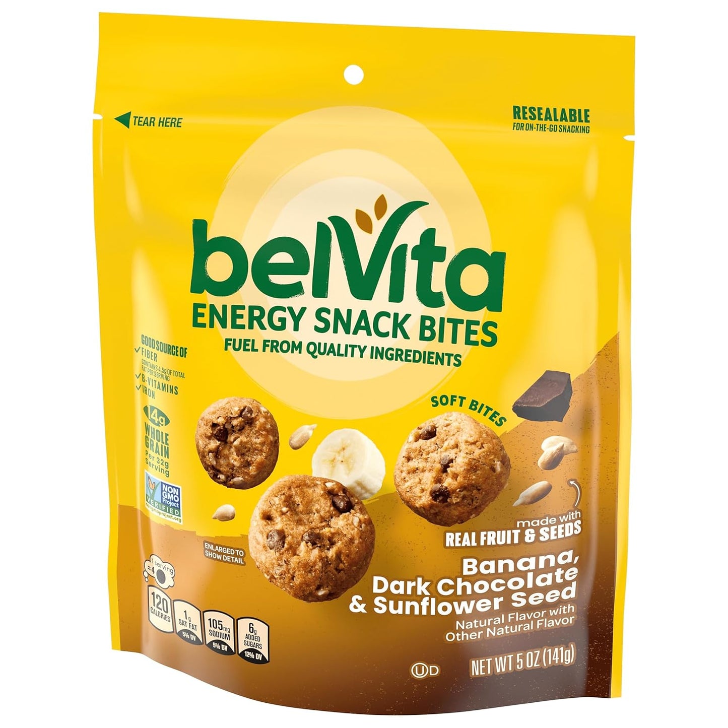 belVita Banana Dark Chocolate Snack Bites – Mindful Midday Refuel with No Artificial Sweeteners, Soft-Baked 5 oz