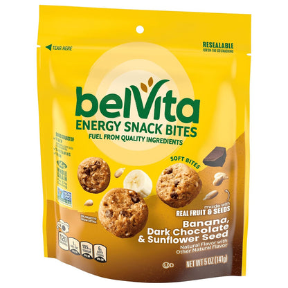 belVita Banana Dark Chocolate Snack Bites – Mindful Midday Refuel with No Artificial Sweeteners, Soft-Baked 5 oz