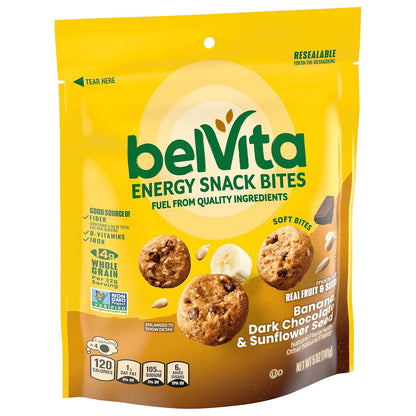belVita Banana Dark Chocolate Snack Bites – Mindful Midday Refuel with No Artificial Sweeteners, Soft-Baked 5 oz