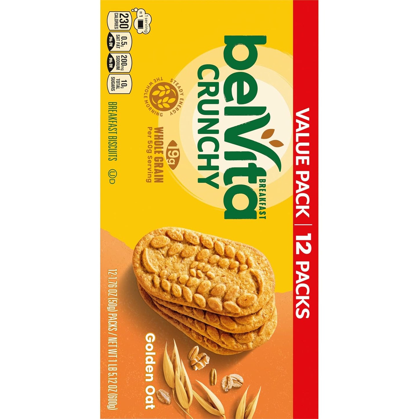 belVita Breakfast Bars Golden Oat Value Pack — No Artificial Sweeteners or HFCS for a Cleaner Morning Routine