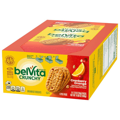 belVita Cranberry Orange Breakfast Biscuits – Grab-and-Go Commute Fuel for Back-to-Back Meetings, 14.08 oz Box