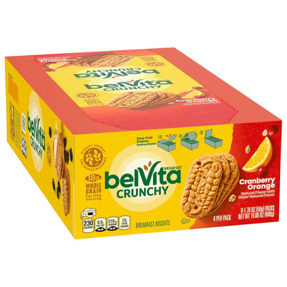 belVita Cranberry Orange Breakfast Biscuits – Grab-and-Go Commute Fuel for Back-to-Back Meetings, 14.08 oz Box