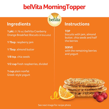 belVita Cranberry Orange Breakfast Biscuits – Grab-and-Go Commute Fuel for Back-to-Back Meetings, 14.08 oz Box