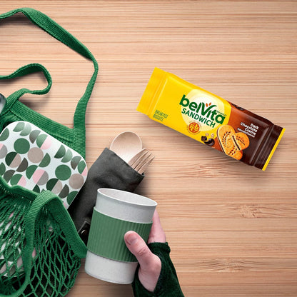 belVita Dark Chocolate Creme Biscuits – After-School Snack for the Kitchen Counter, 12-Pack Value Box