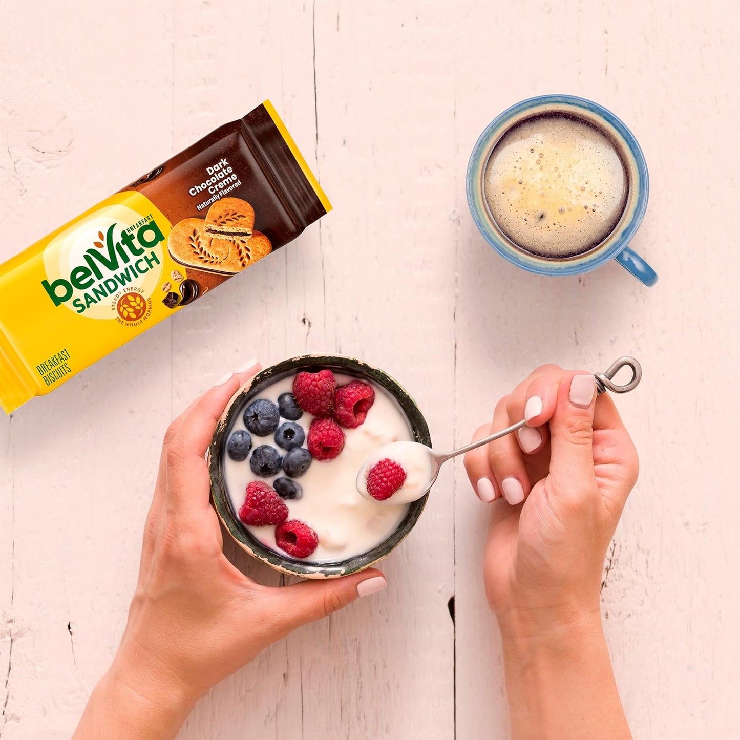 belVita Dark Chocolate Creme Biscuits – After-School Snack for the Kitchen Counter, 12-Pack Value Box