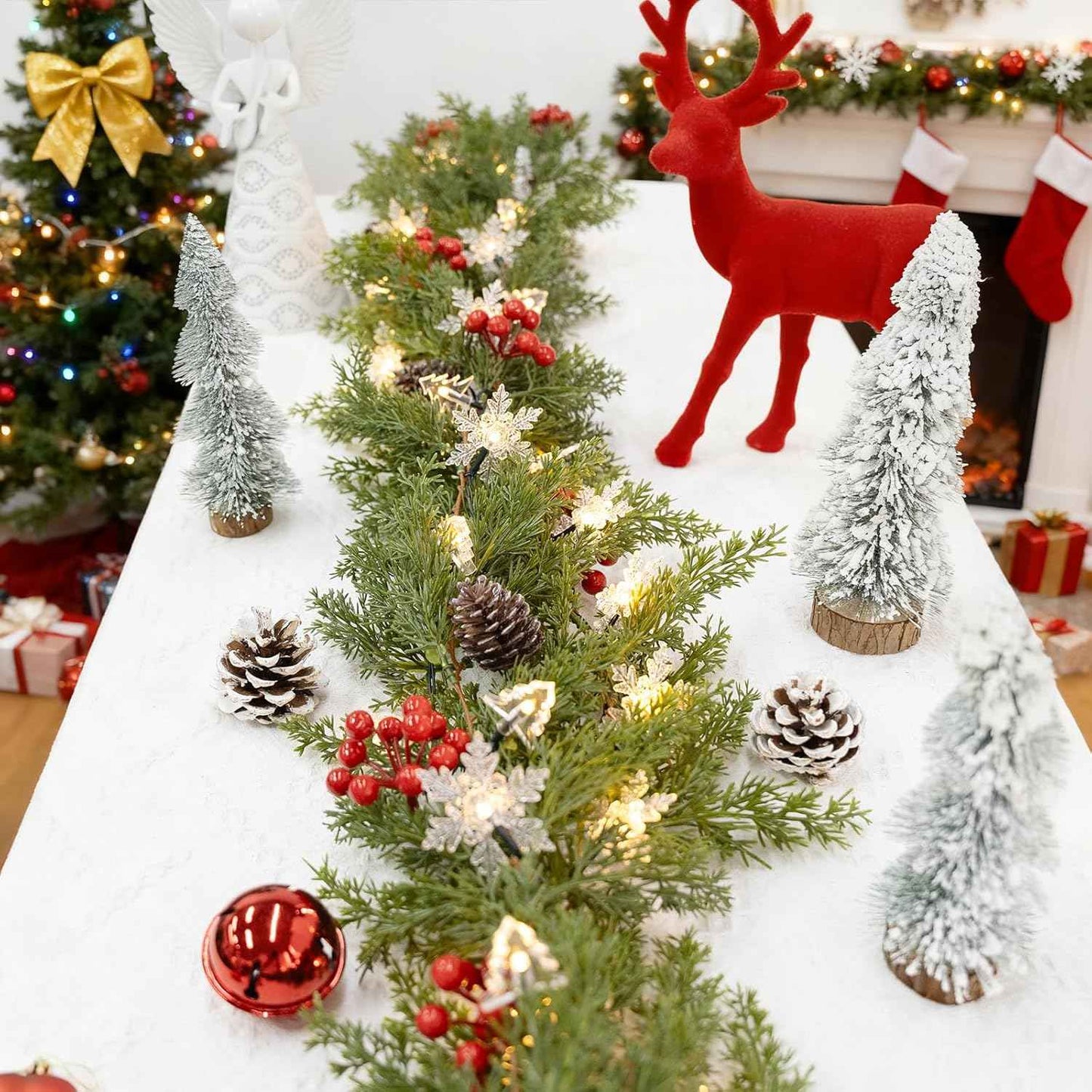 HolyNook Studio 6 FT Christmas Garland – Aesthetic Fireplace and Staircase Decoration with Warm Twinkle Lights