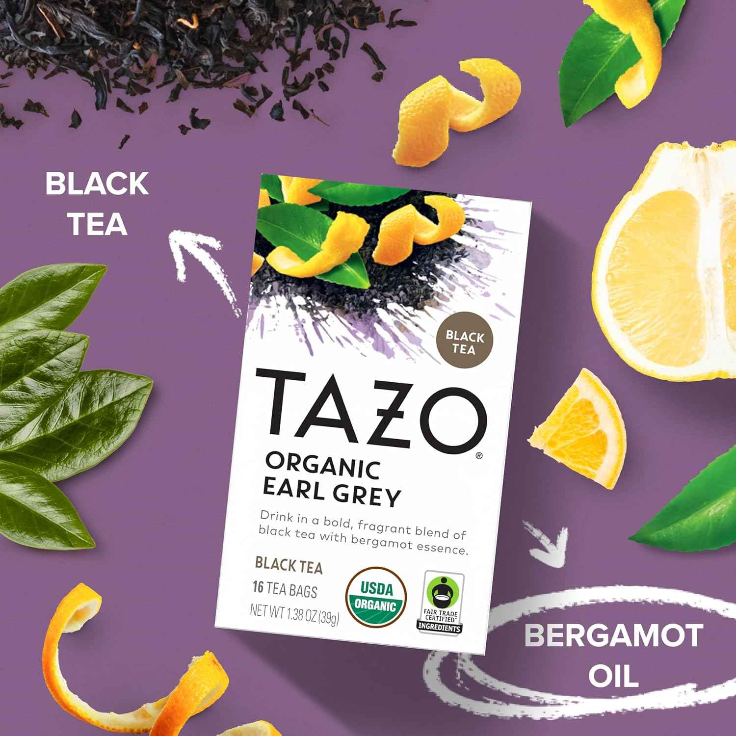 TAZO Earl Grey Tea Bags – Bold Morning Productivity Alternative to Coffee for Corporate Break Room and WFH Desk, 96 Bags