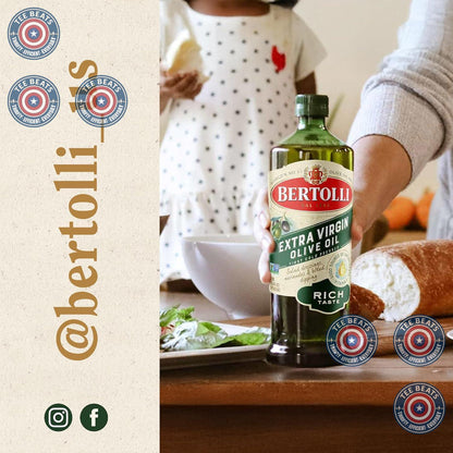 Bertolli Extra Virgin Olive Oil Rich Taste 32 fl oz – Elegant Hostess Gift for Dinner Party Hosts