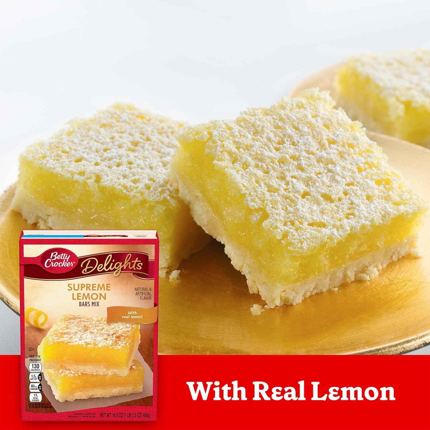 Betty Crocker Delights Supreme Lemon Bars Mix, 16.5 oz – Thoughtful Housewarming Gift for New Neighbors and Hostesses