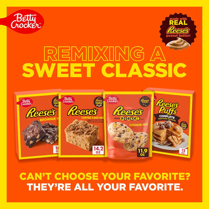 Betty Crocker REESE'S Brownie Mix with Peanut Butter Chips – Fast Dessert for Busy Home Bakers and Dorm Room Baking