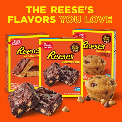Betty Crocker REESE'S No-Bake Peanut Butter Bars – Low-Mess Desk Treat for Conference Room Meetings, 17.3 oz