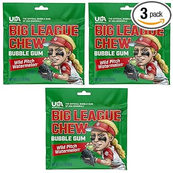 Big League Chew Cotton Candy Bubble Gum 3-Pack - Affordable Sports-Themed Birthday Present for Baseball and Softball Fans