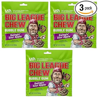 Big League Chew Cotton Candy Bubble Gum 3-Pack - Affordable Sports-Themed Birthday Present for Baseball and Softball Fans