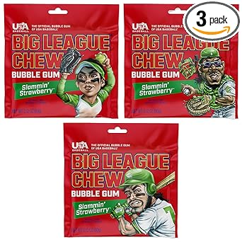 Big League Chew Cotton Candy Bubble Gum 3-Pack - Affordable Sports-Themed Birthday Present for Baseball and Softball Fans