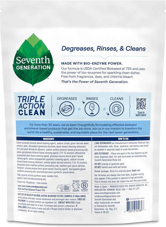 Seventh Generation Single-Dose Dishwasher Pods for Intentional Small Home Kitchens, Clutter-Free Cabinet Storage