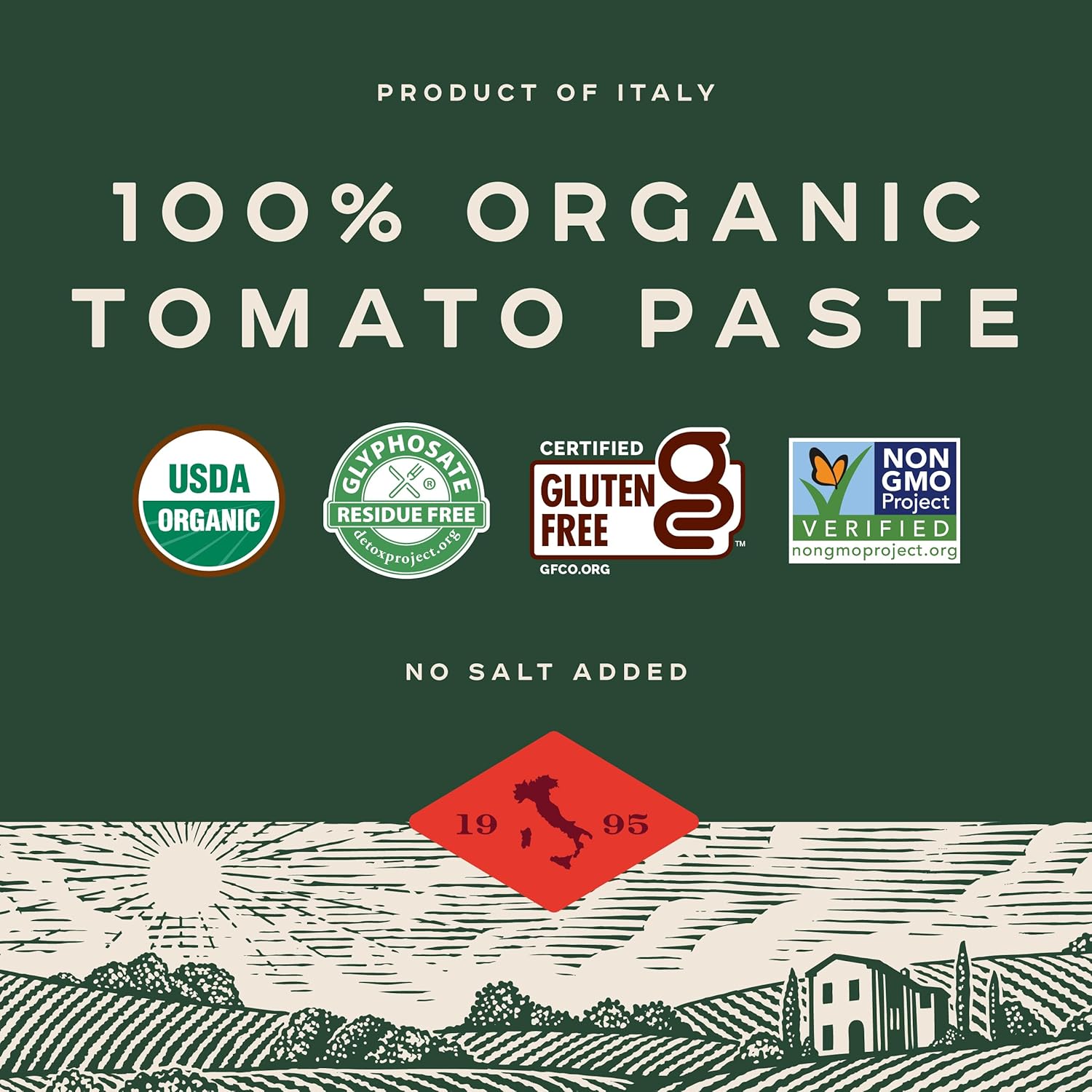 Bionaturae Organic Tomato Paste - Single Origin Italian Tomatoes in Elegant Glass Jar for Artisan Home Cuisine, 7 Oz
