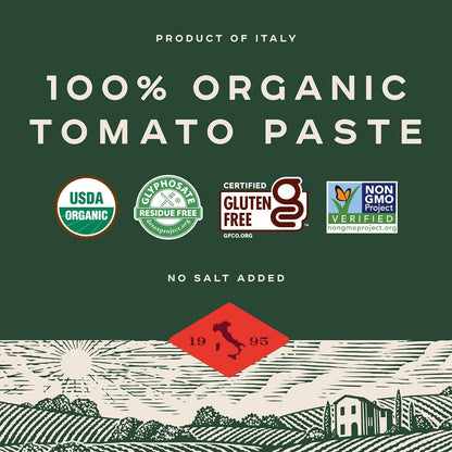 Bionaturae Organic Tomato Paste - Single Origin Italian Tomatoes in Elegant Glass Jar for Artisan Home Cuisine, 7 Oz