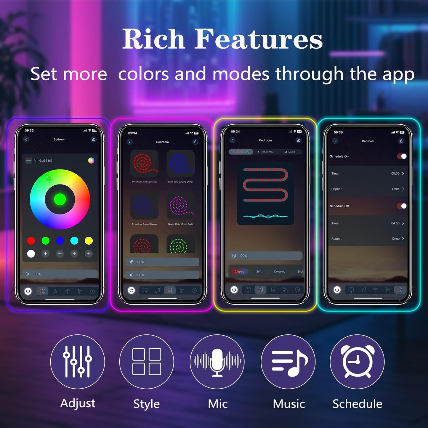 Birthday Gift for Her – RGB Neon Rope Light for Bedroom with App and Remote