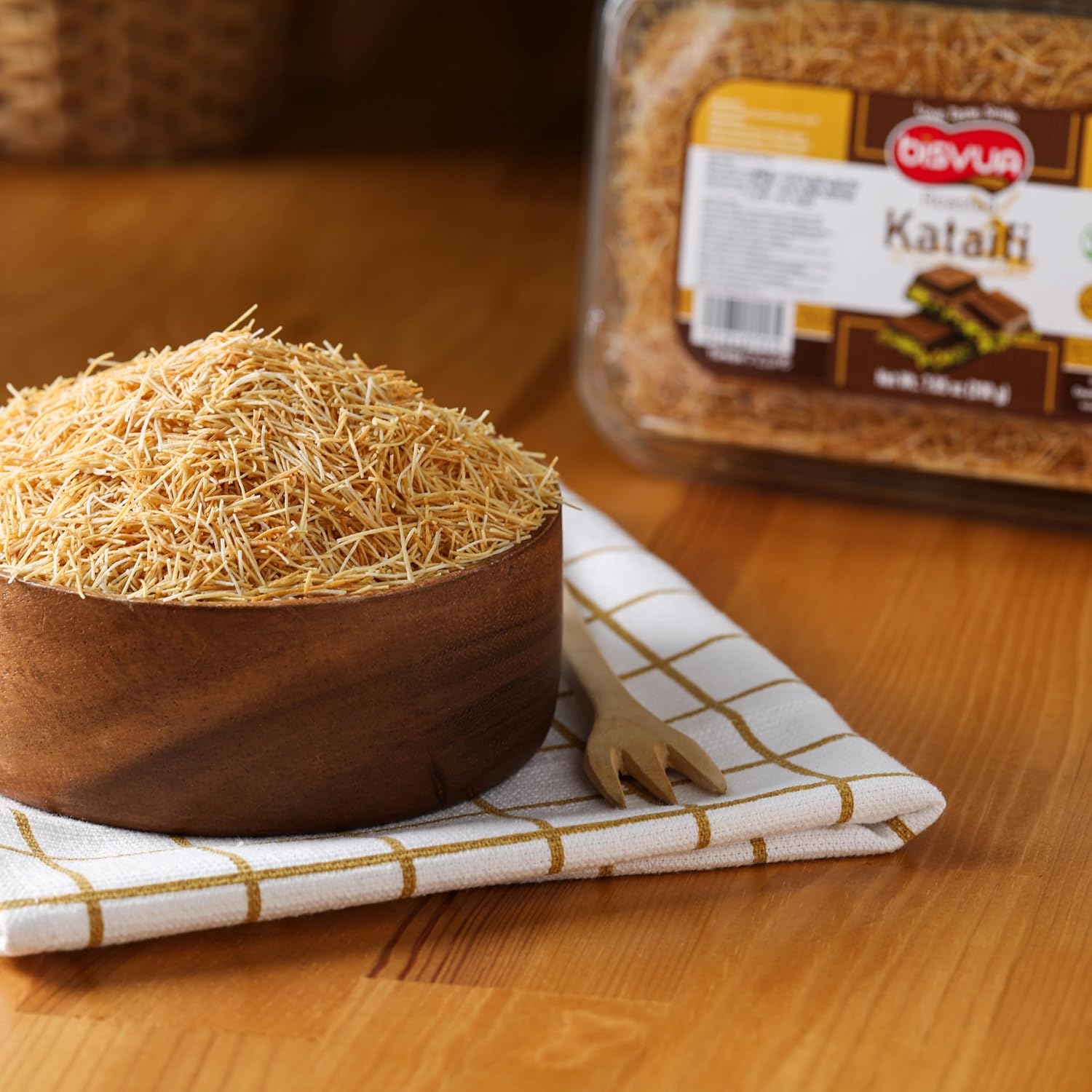 BISVUA Turkish Kadayif 200g – Artisan Pre-Toasted Kataifi for High-End Kunafa, Knafeh & Gourmet Pastry Creations