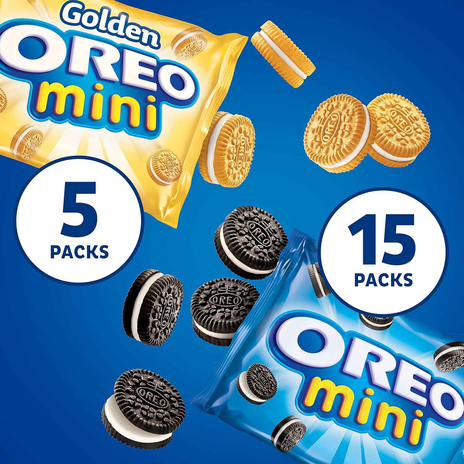 OREO Mini Mix Sandwich Cookies Variety Pack for Office Snack Drawer, Bulk 20 Pack