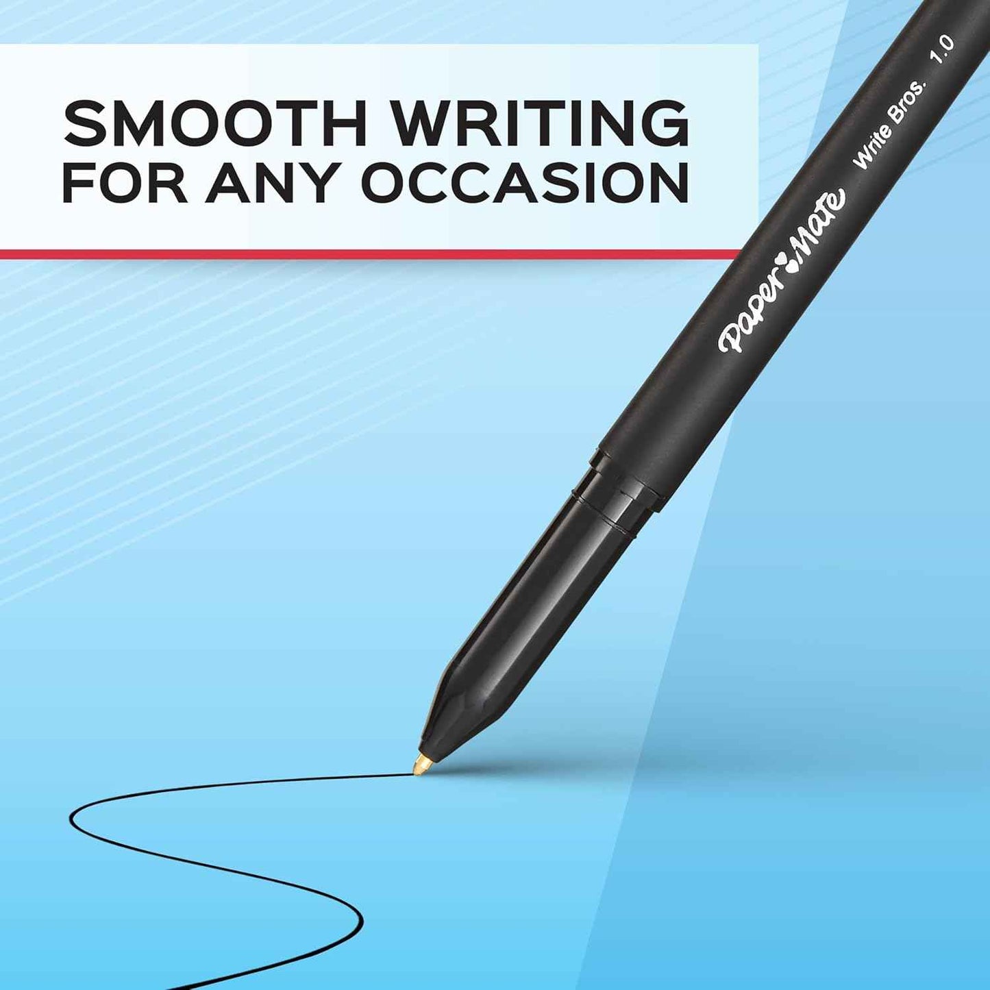 Paper Mate Write Bros Stick Pen – Jacket Pocket and Kitchen Drawer Everyday Carry, Medium Point Black 8 Pack