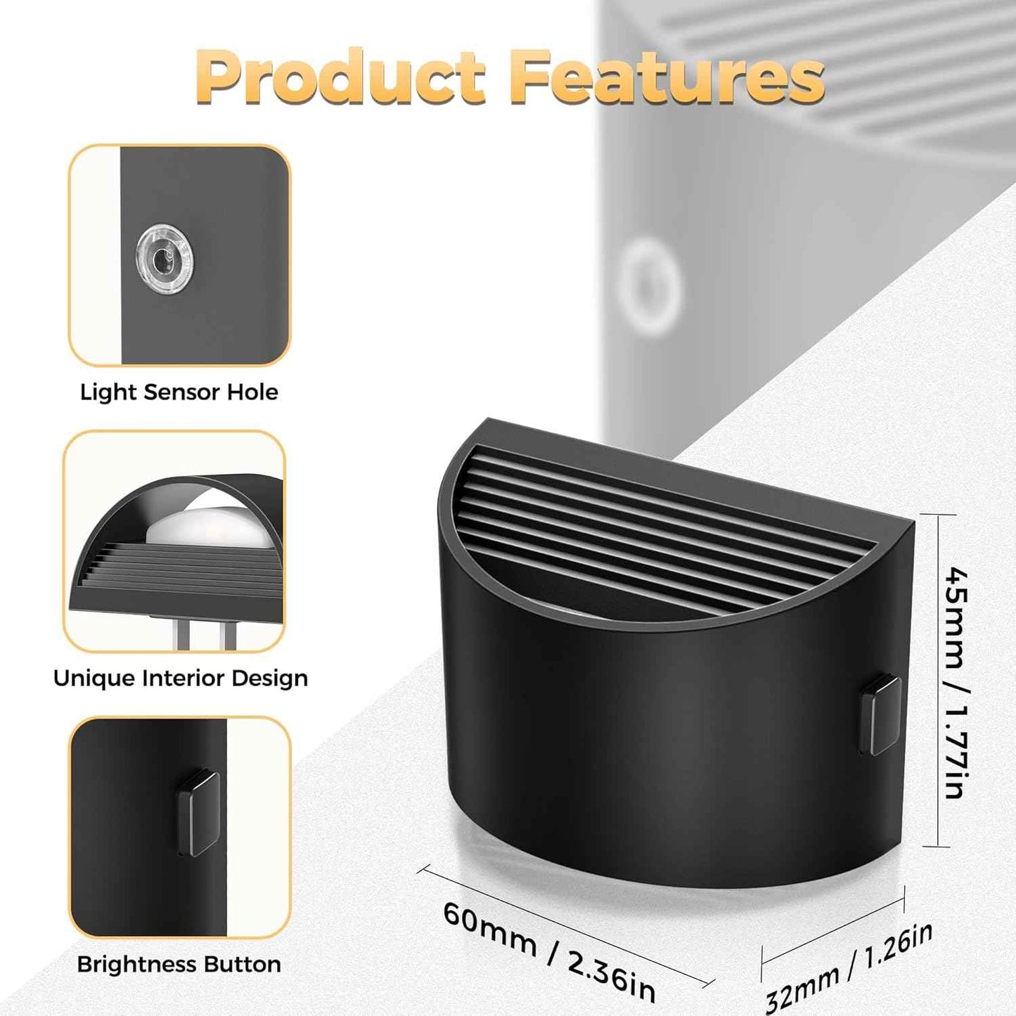 DORESshop LED Night Light – Warm Amber Plug in Lamp for Cozy Bedroom Decor and Living Room Ambiance